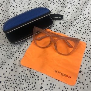 Voogue Me Carmine Cat-Eye Glitter FleshPink Frames